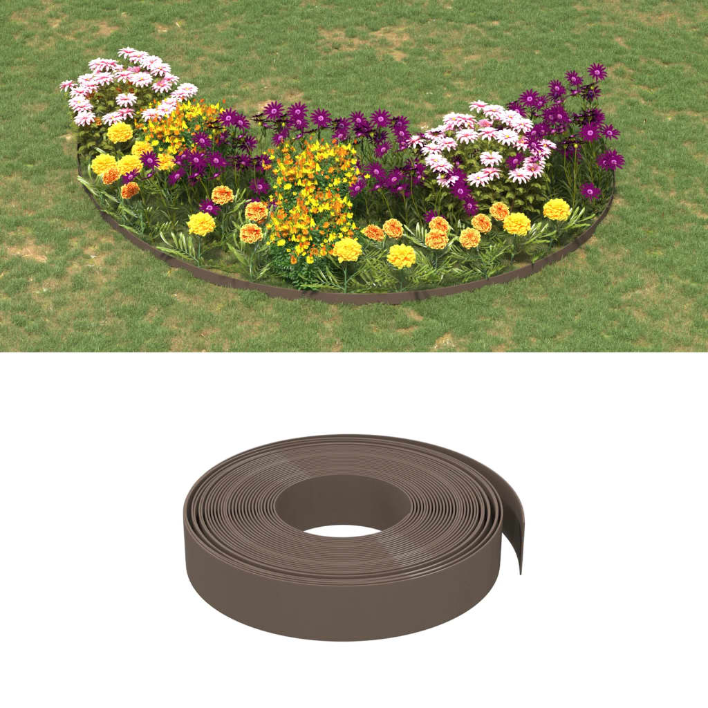 Bordure de jardin 4 pcs polyéthylène marron 10 m 10 cm - 2