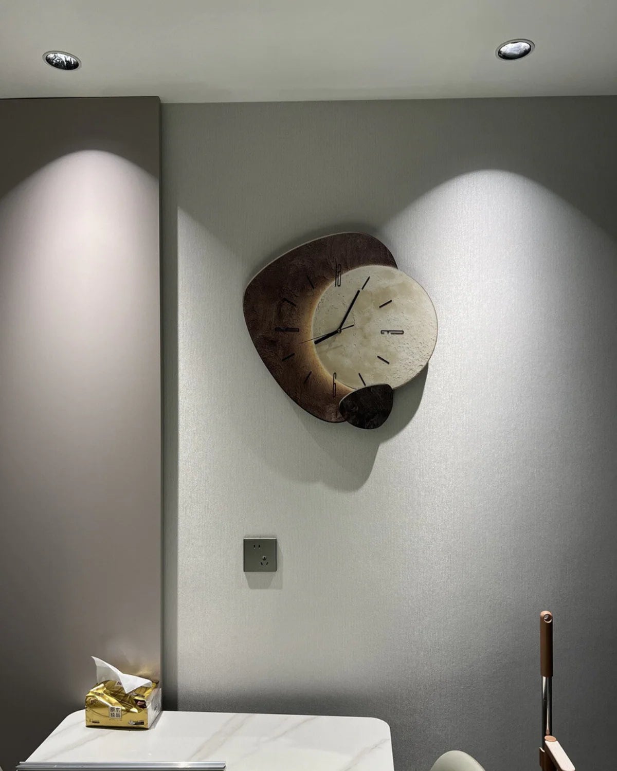 Horloge murale silencieuse et minimaliste moderne ZAEWRY, en bois, idéale pour la salle à manger ou le bureau, 40 cm - 5