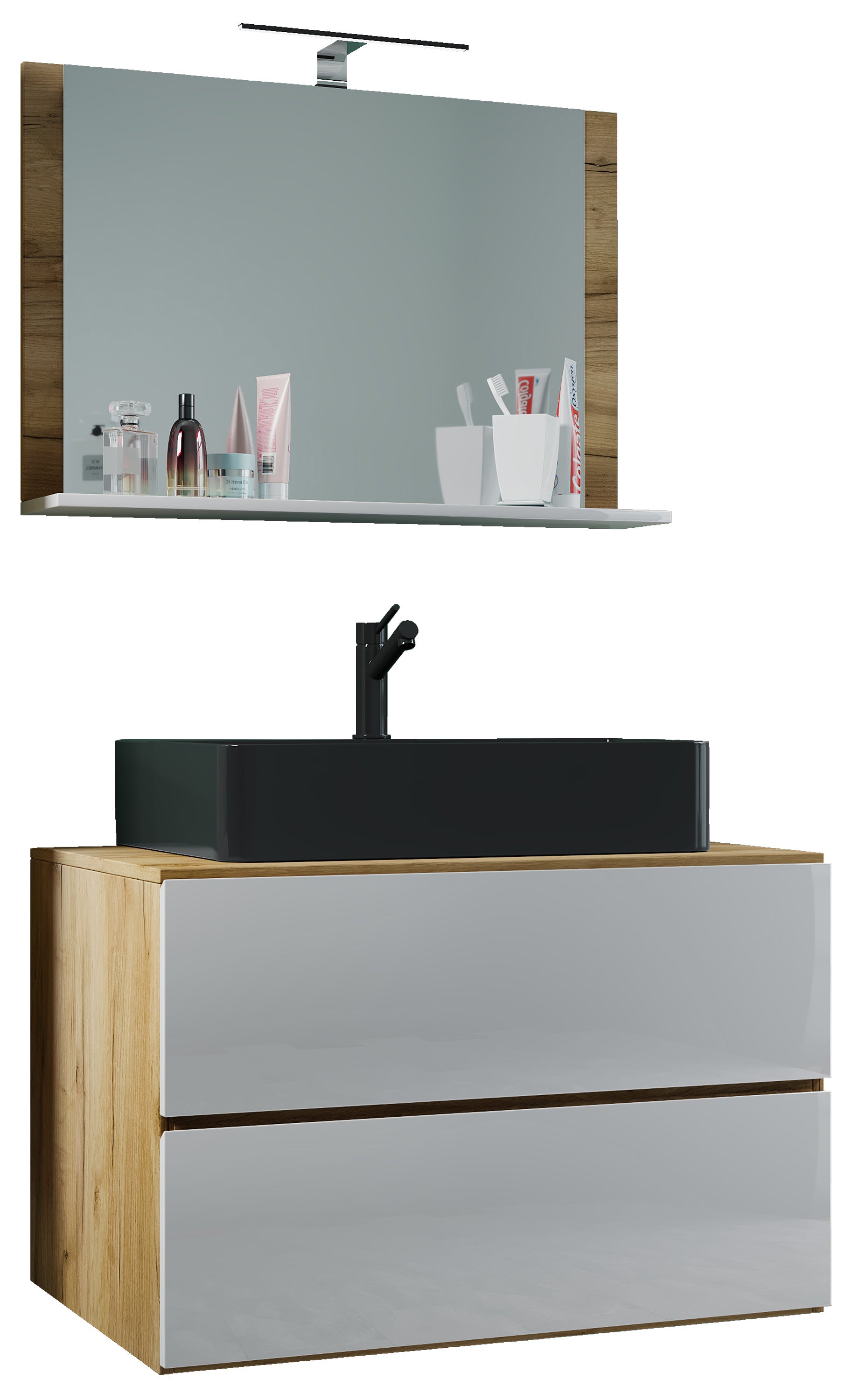 umywalka do mebli łazienkowych Lendas Dąb miodowy / Biały W. 124 x S. 80 x G. 52 cm