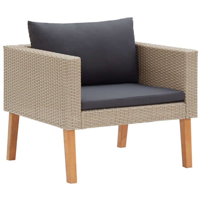 VidaXL Sofá individual de jardín con cojines ratán sintético beige ...