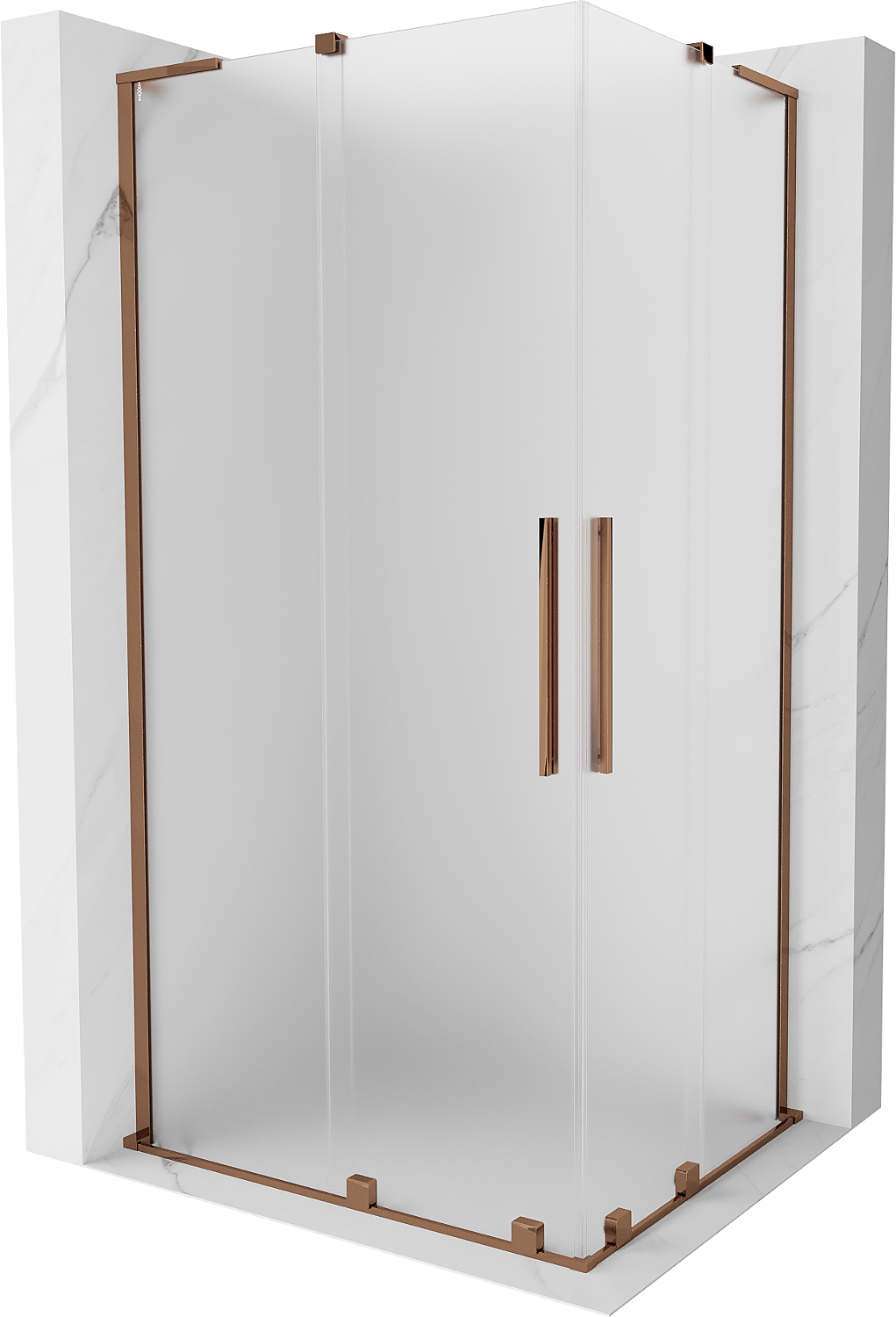 Mexen Velar L Duo kabina prysznicowa rozsuwana 90 x 80 cm, szron, różowe złoto - 871-090-080-02-33-60