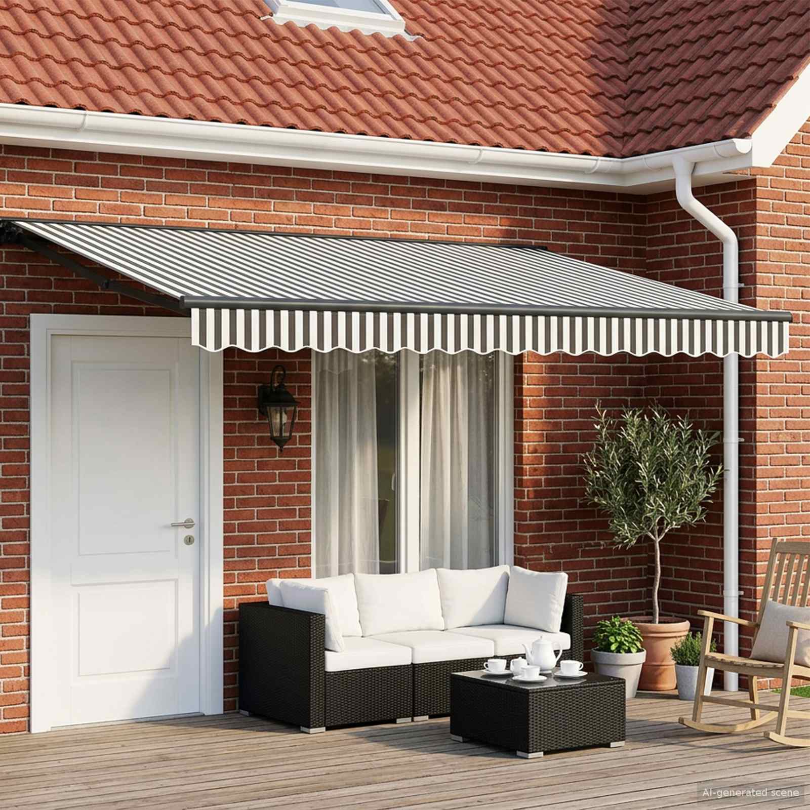 Cadre de store manuel avec LEDs Anthracite et blanc 4 × 3 m | Leroy Merlin