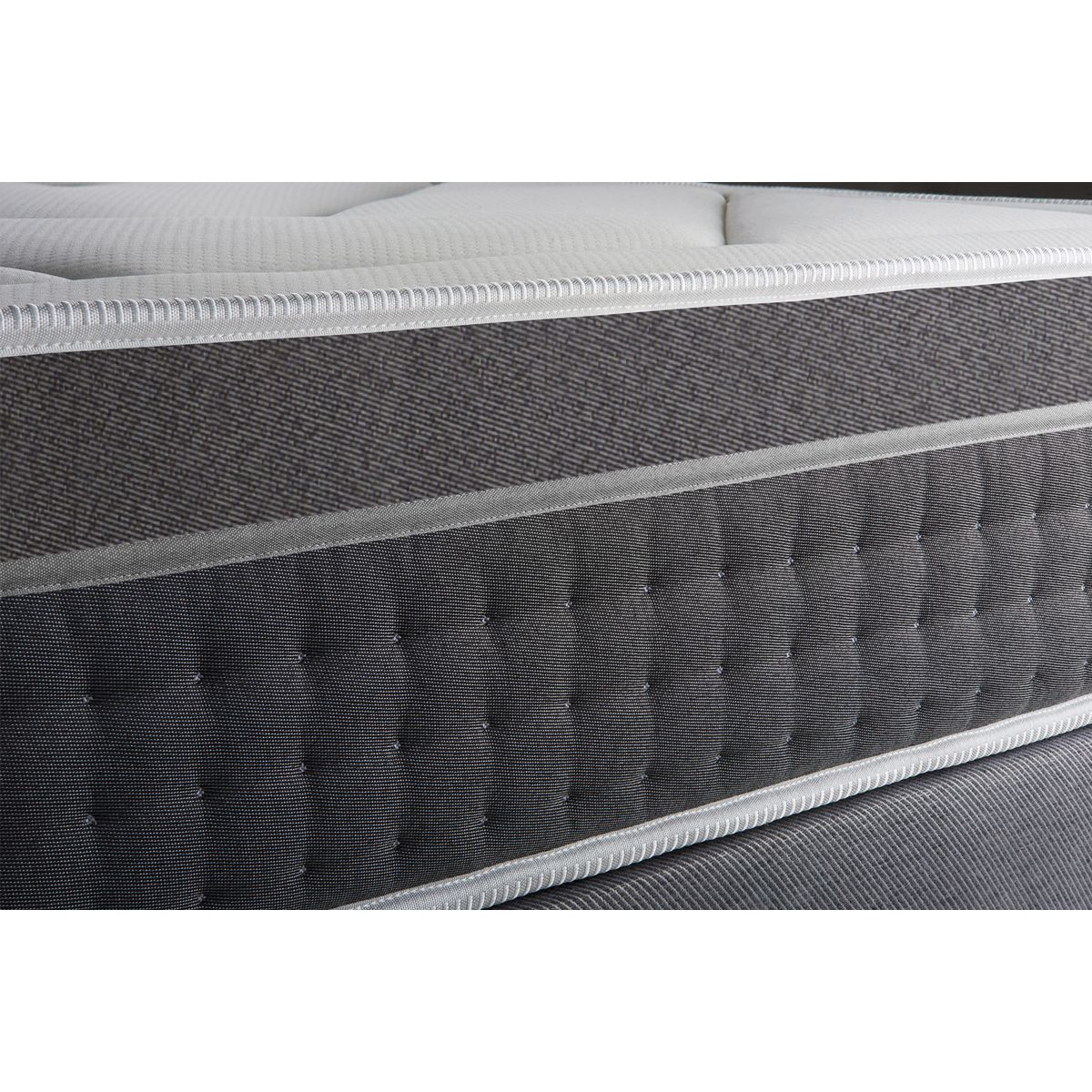 Ensemble matelas 90 x 200 cm Trente - Ressorts ensachés et mémoire de forme - Ep : 30 cm - Equilibré - sommier Gris - 8