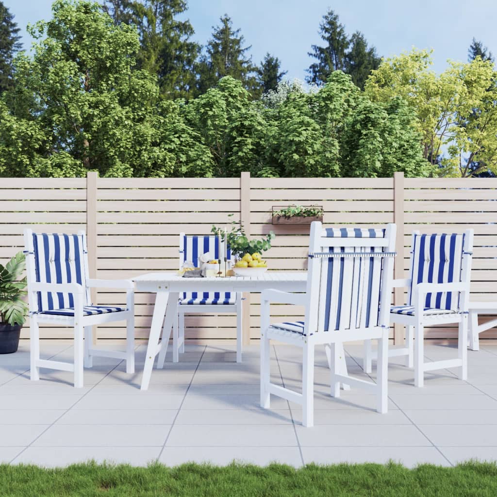 Poduszki na krzesła z niskim oparciem, 4 szt., niebiesko-białe vidaXL