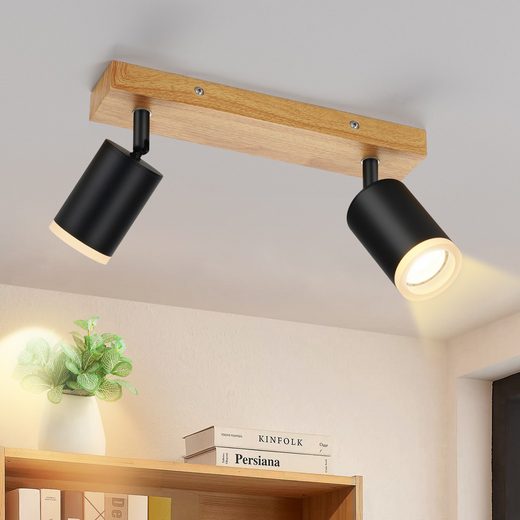 ZMH Reflektor sufitowy LED z 2 żarówkami, GU10 akrylowy, regulowany w zakresie 350°, do salonu