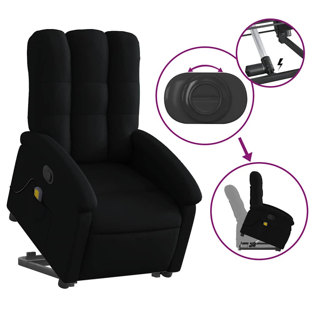Fauteuil de massage inclinable en tissu noir - 6