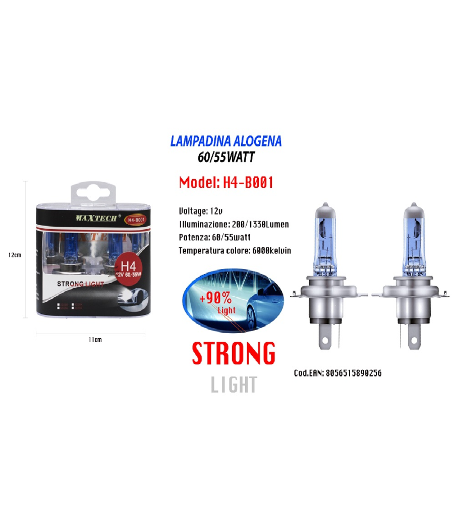 Lampadine Alogene Lunex H11 Platinum White 4000K &ndash; 55W, 12V, Effetto Xenon, Doppie