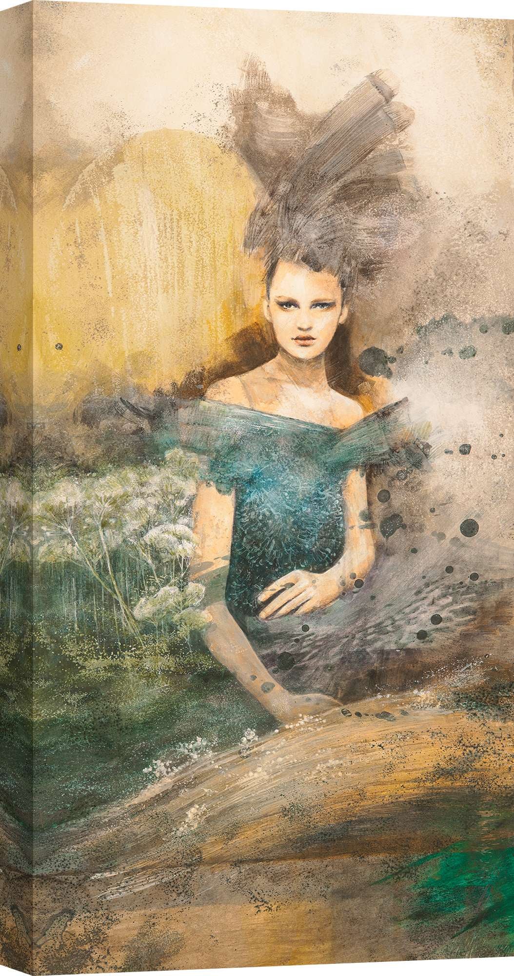 Tableau Photo Sur Toile 100x50 Cm, Thème Femme, Style Moderne Noir Et Or, Neuf, Marque Tulup