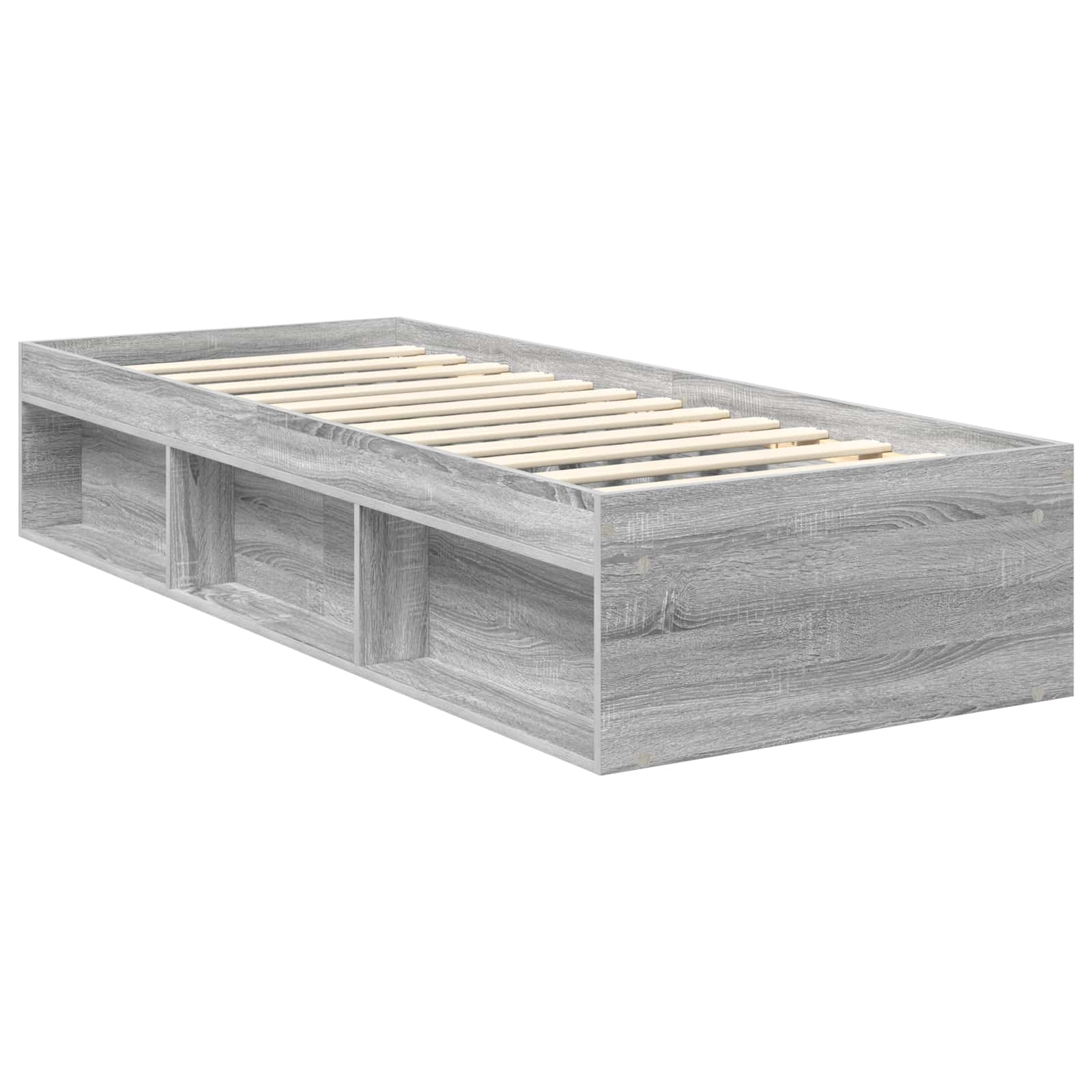Cadre de lit gris 75 x 190 cm en bois de pin massif - 5