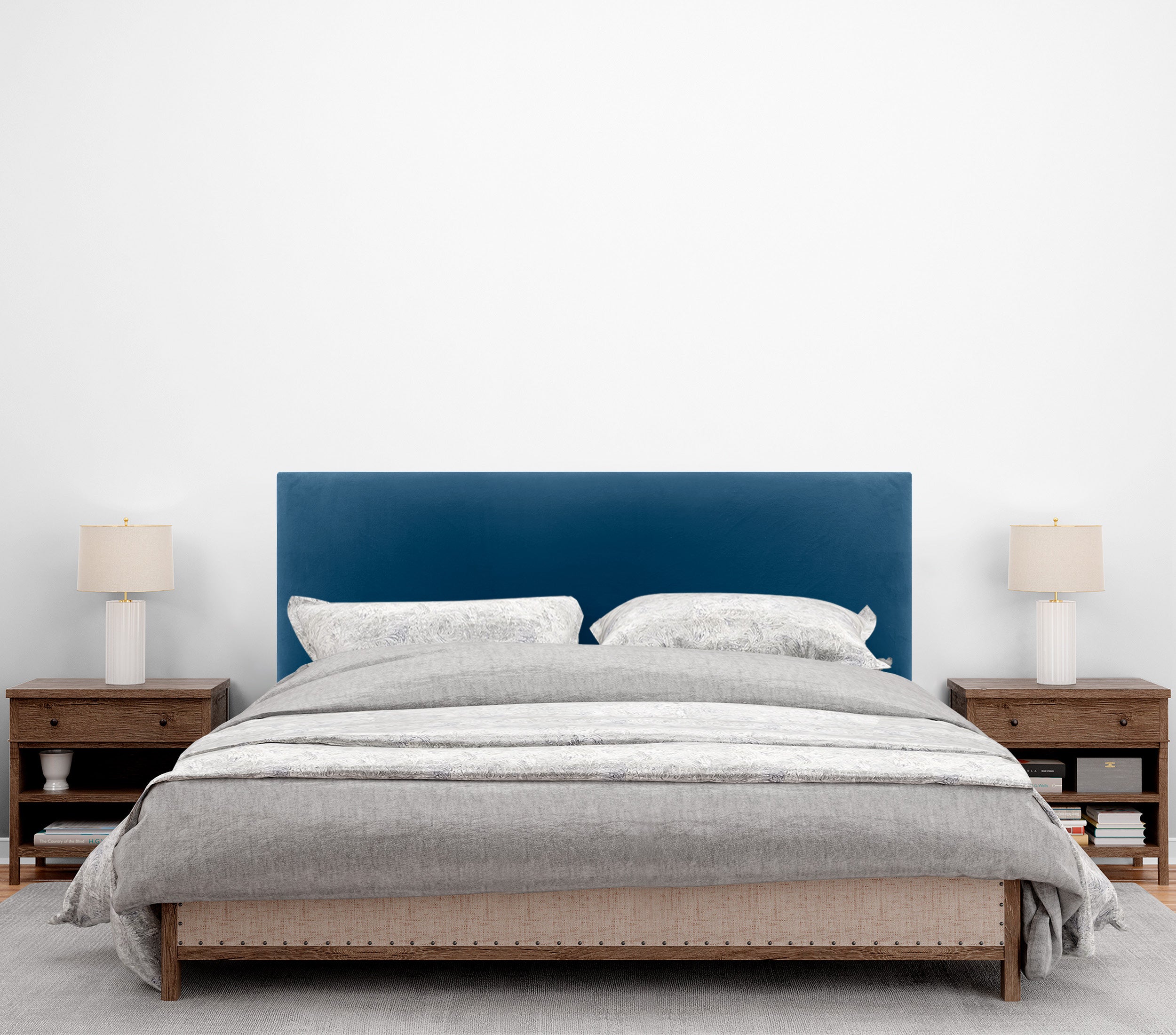 DHOME Testiera in Velluto Liscio Camera da letto Imbottita con Testiera Imbottita Moderna di Fascia Alta (Blu, 150x60cm) - 4