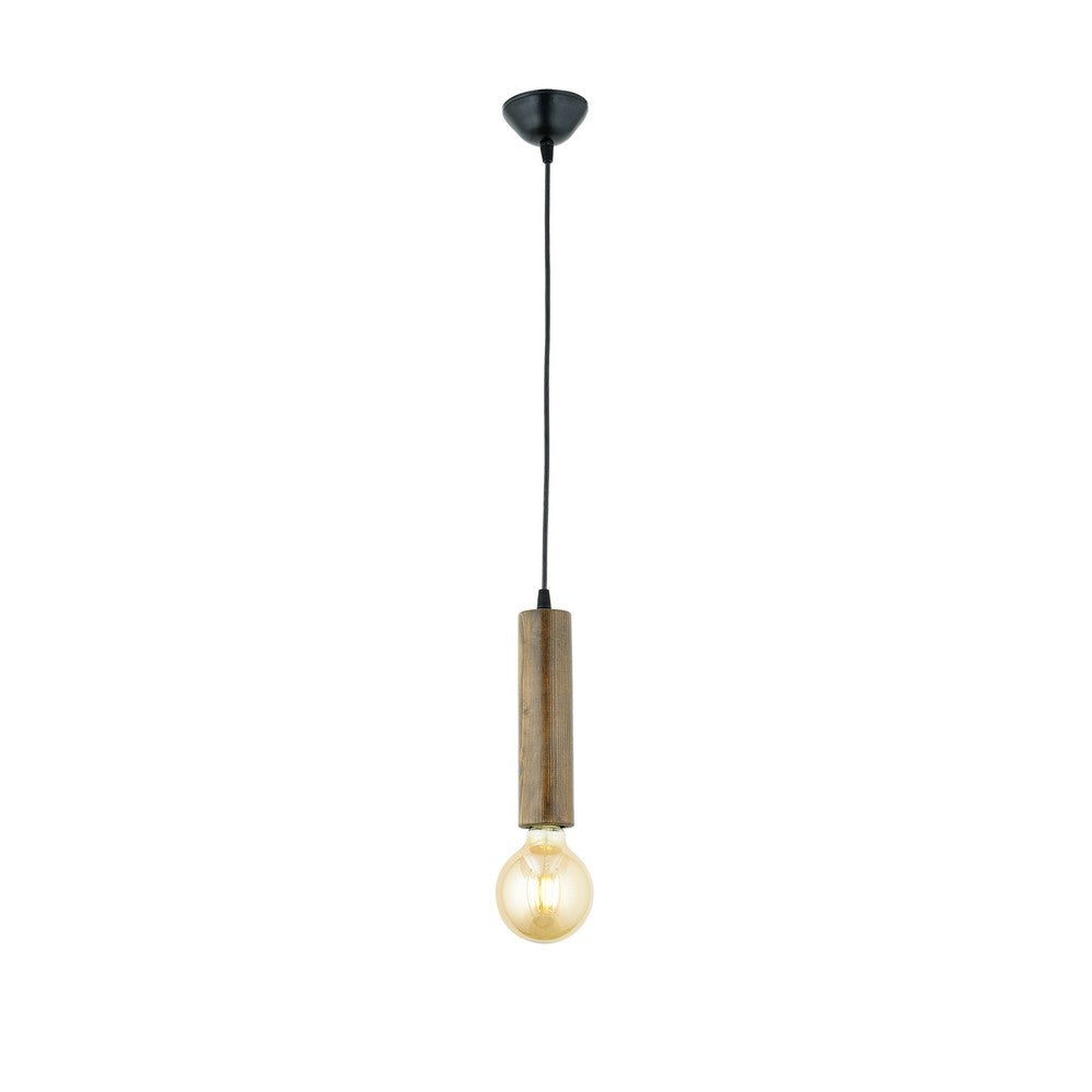 Adino prosta minimalistyczna brązowa lampa sufitowa z drewna świerkowego i regulowaną wysokością ø5 cm