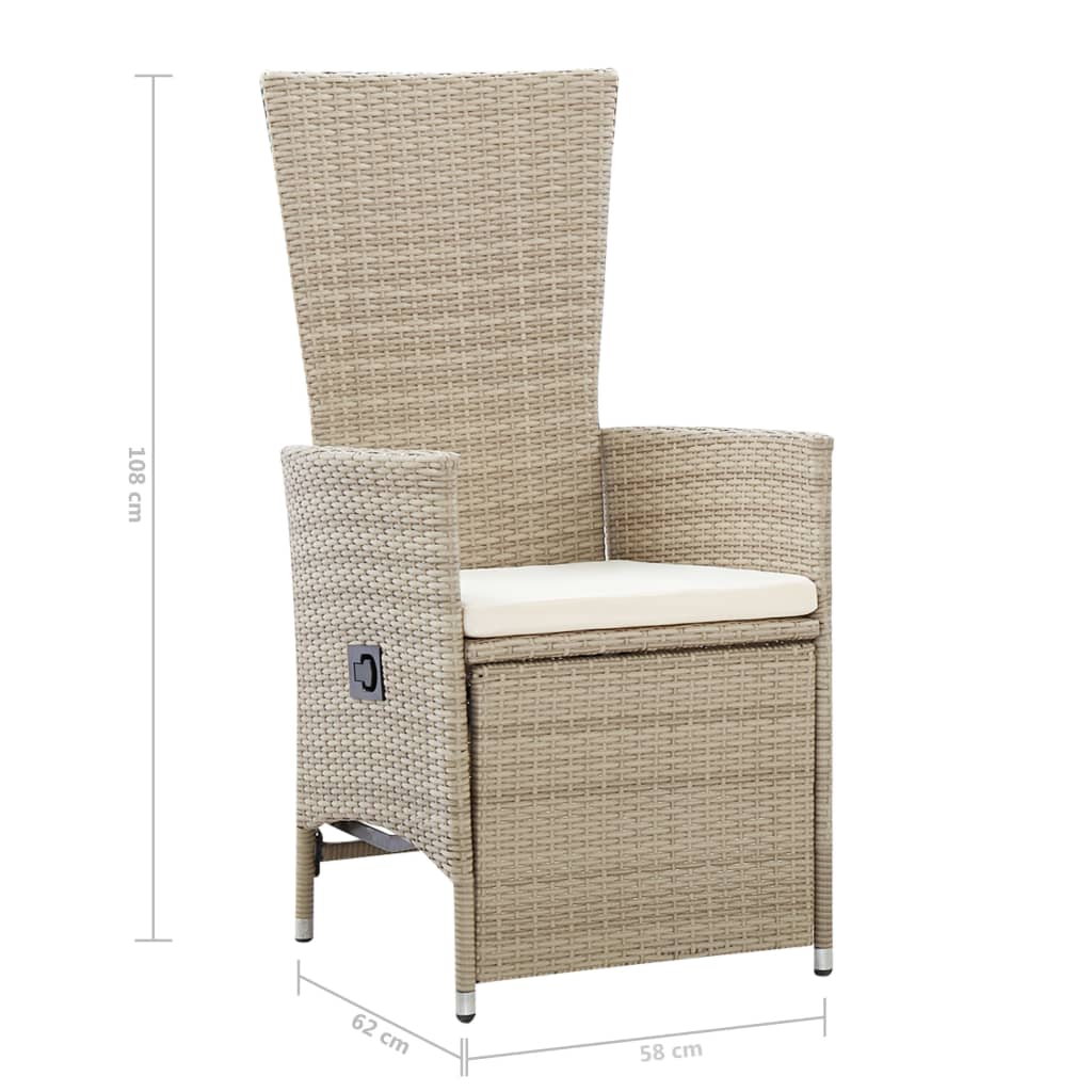 Maison Exclusive - Sedie da Giardino Reclinabili 2 pz con Cuscini Polyrattan Beige - 9