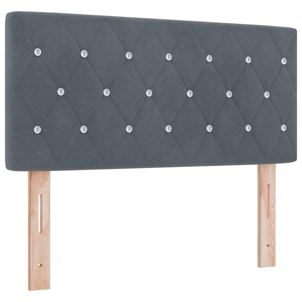 Cadre de lit avec matelas Gris foncé 90 x 200 cm tissu - 7