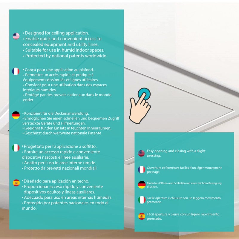 600x600 MM Trappe de Visite en Acier,Fabriquée Uniquement pour le Plafond,avec Corde de Sécurité,Fermeture Magnétique Premium,Installation Sécurisée - 5