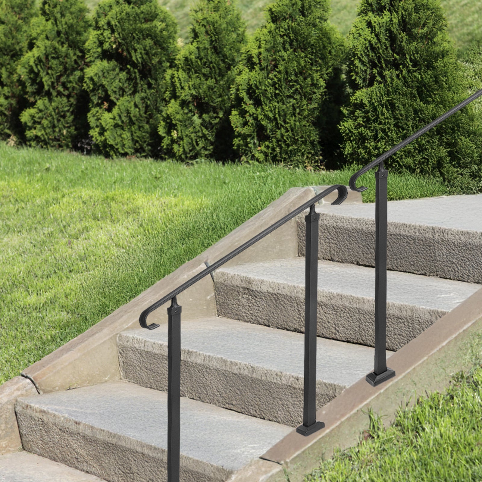 Rampe Escalier Fer Forgé VEVOR 1-3 Marches Main Courante,Réglable 45 cm,Garde-Corps Extérieur,pour Jardin Porche Balcon Portail Balustrade Rambarde - 8