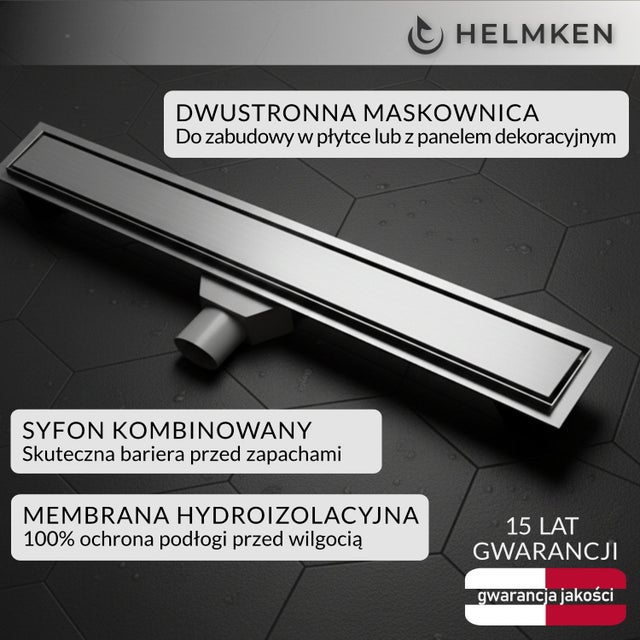 Odpływ liniowy Helmken 37201601, 600x70mm, Chrom