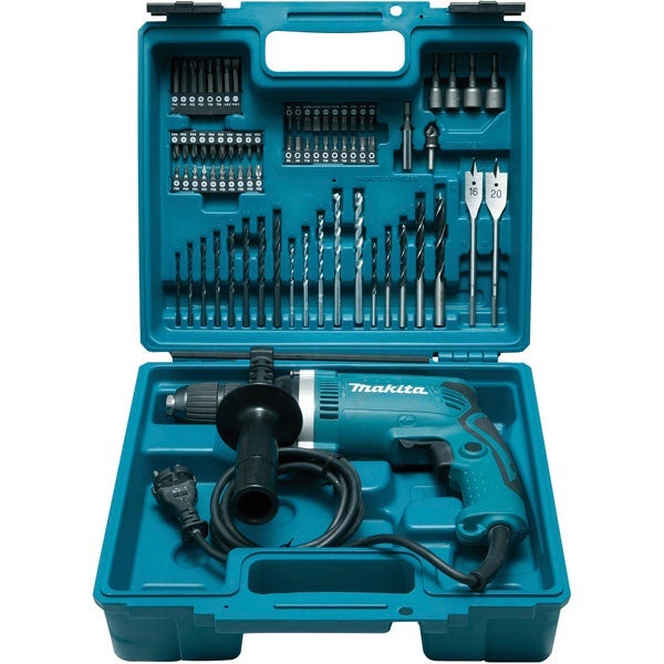 Makita - Perceuse à percussion 710W Ø13mm + coffret 74 accessoires - HP1631KX3 - 2