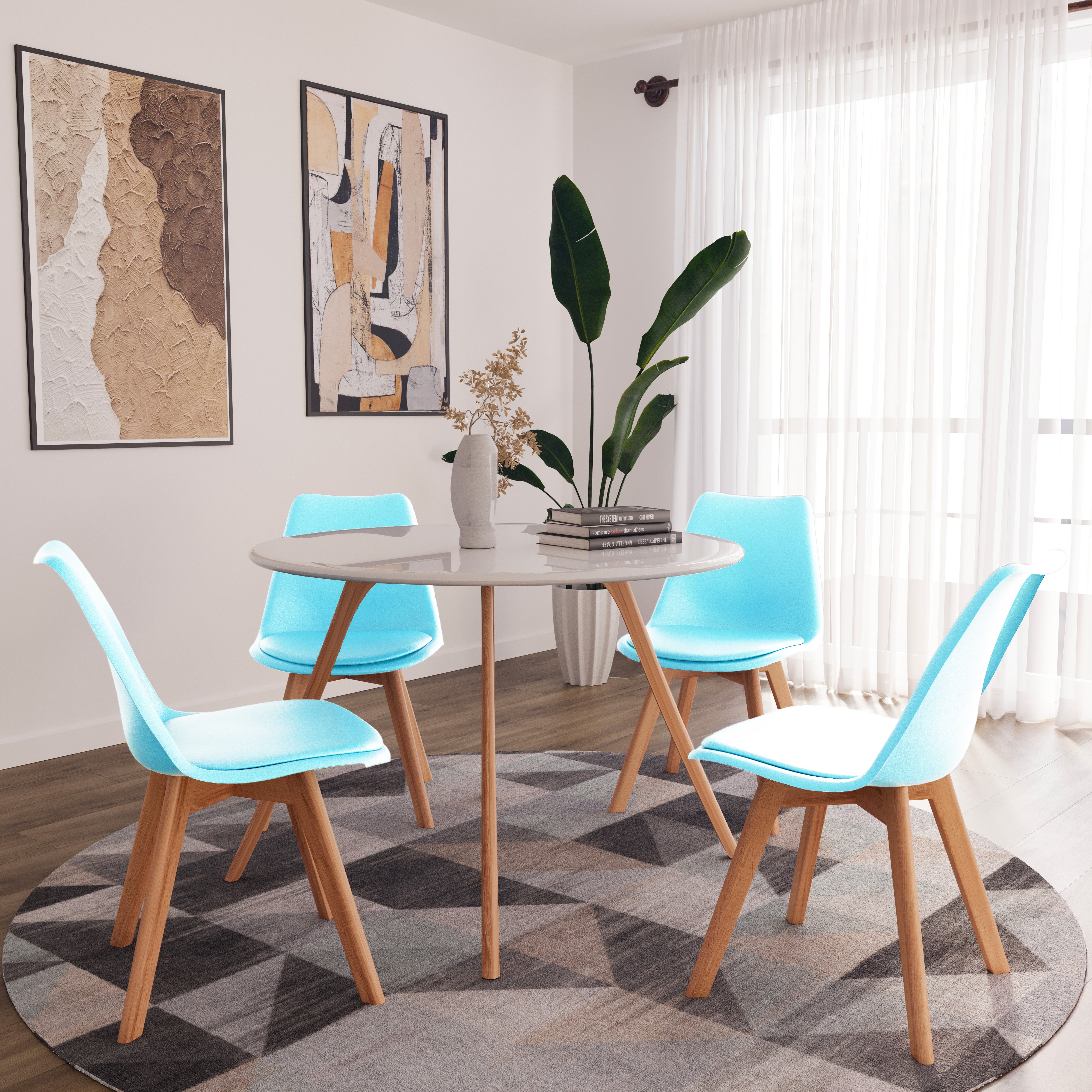 Set Di 4 Sedie Da Pranzo AARHUS In Grigio Con Gambe In Legno Massello - Design Scandinavo, Comode E Facili Da Pulire - Foto 5