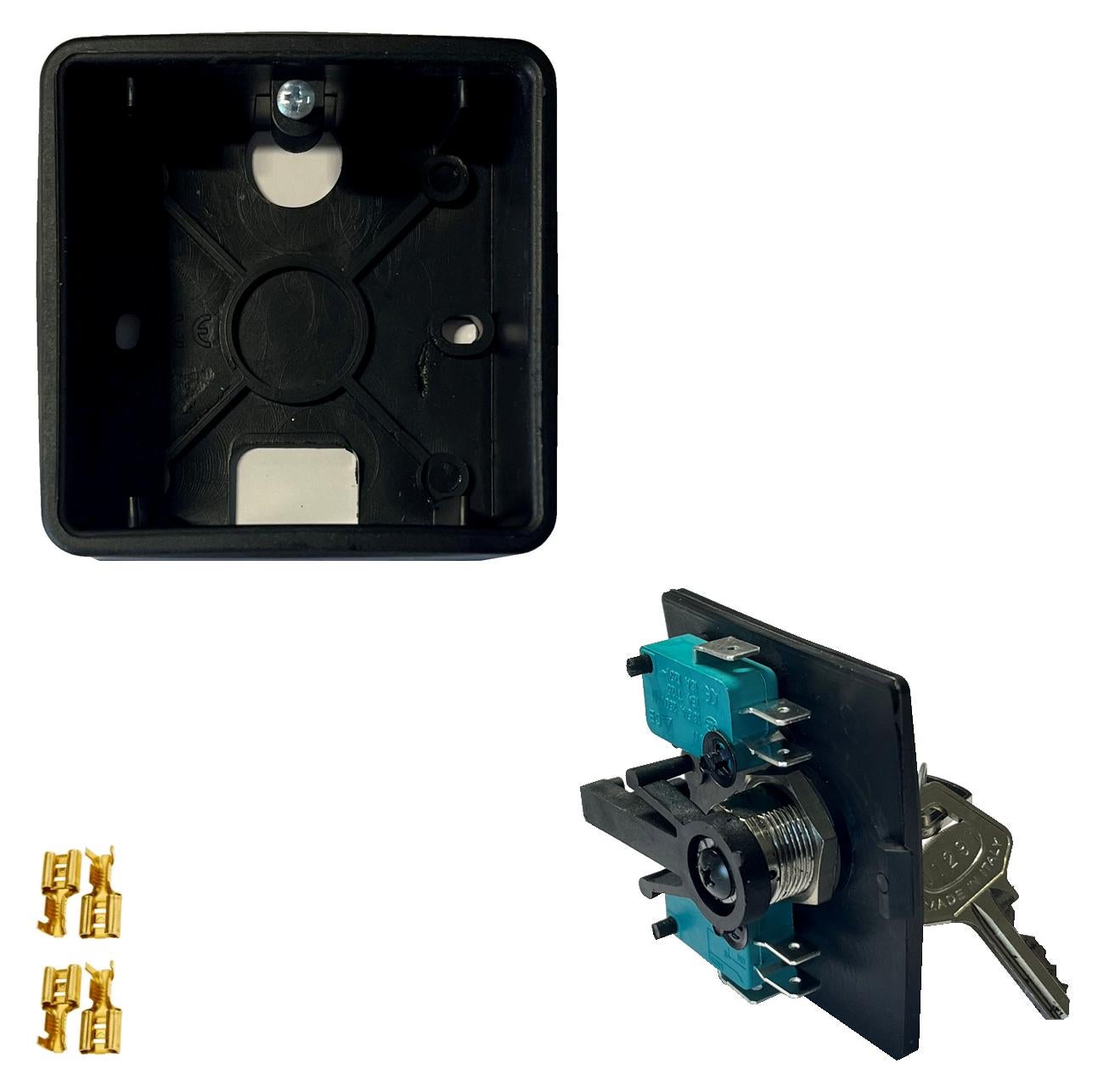 Interruttore Ritorno a Molla 2 Chiavi 3 Posizioni Apre Stop Chiude 2 Microswitch Contatti 15 A Isolamento 250 V Selettore Apertura Condominiale Pedona - 3