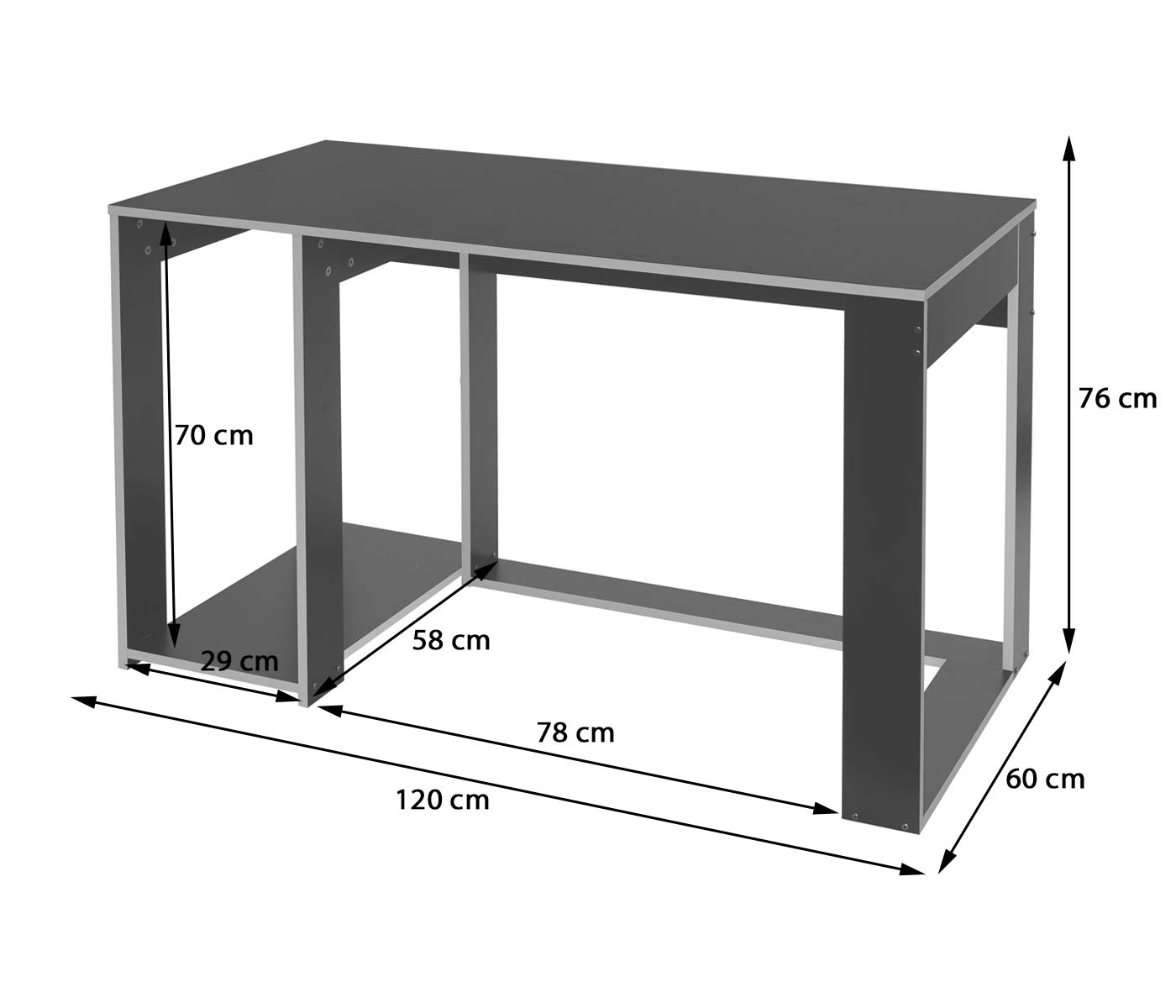 Bureau table de bureau pour ordinateur 120x60x76cm en MDF noir vert 04_0001452 - 7