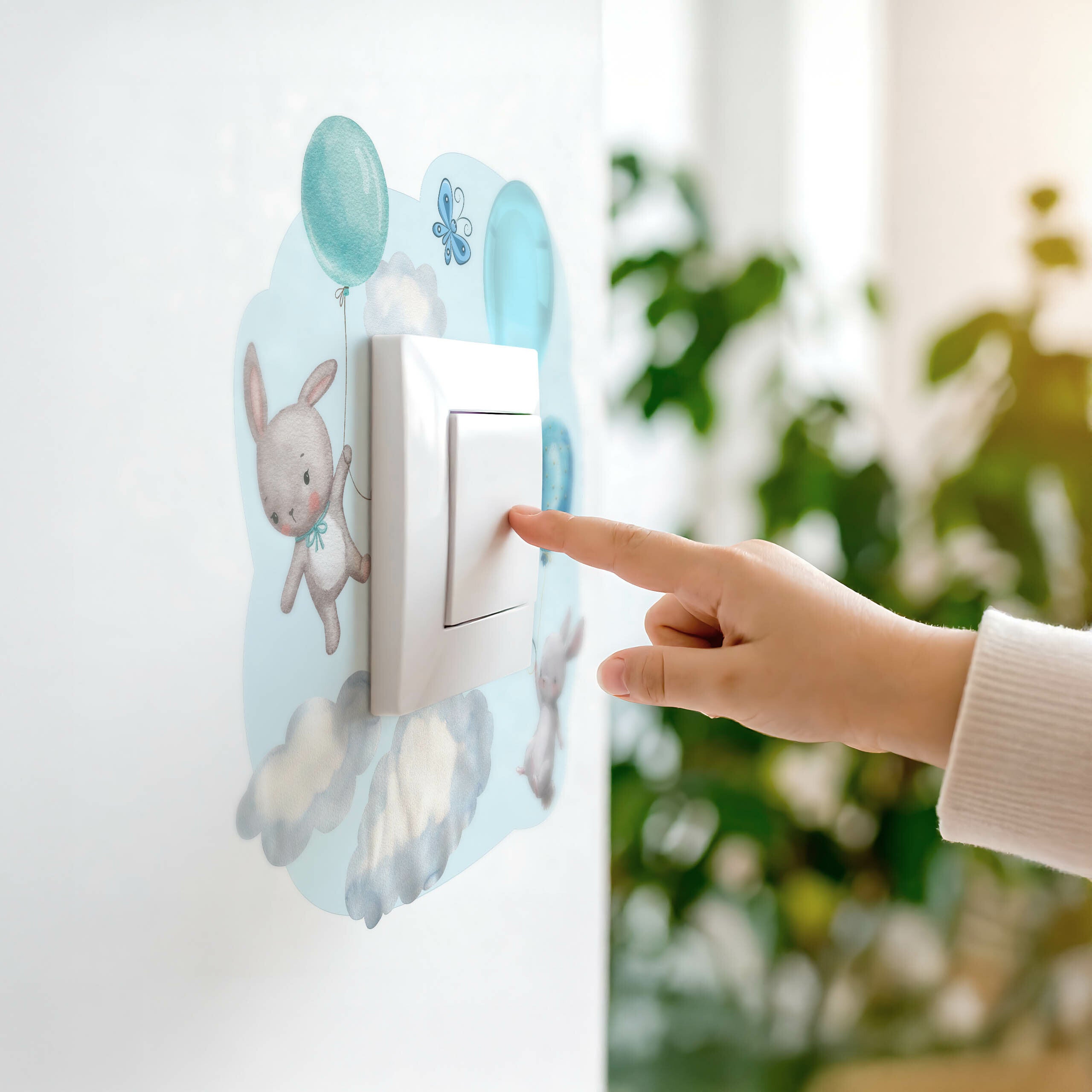 Adesivo per Interruttore CONIGLI Nuvole Palloncini 20x20 cm - 7