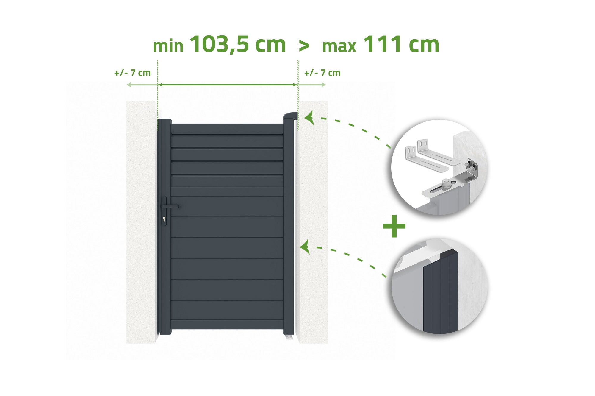 Brama regulowana szerokości 1m CARPATIA H.160cm szara aluminiowa