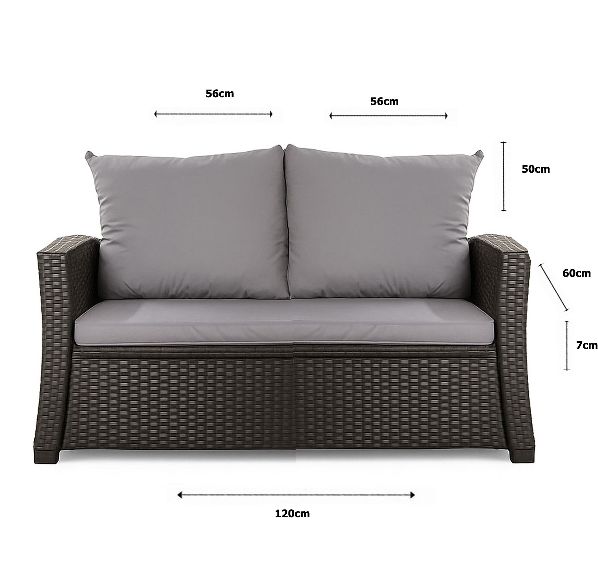 Poduszka ogrodowa na sofę rattanową 120x60x50cm poduszka na meble rattanowe jasna szara, poduszka na balkon taras, poduszki na meble ogrodowe - 3