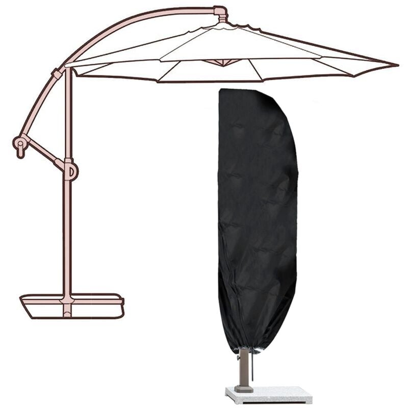 Pokrowiec Ochronny na Parasol Przesuwny Wodoodporna Tkanina Oxford i Odporna na Promieniowanie UV Wiatroodporny z Zamkiem Błyskawicznym cm
