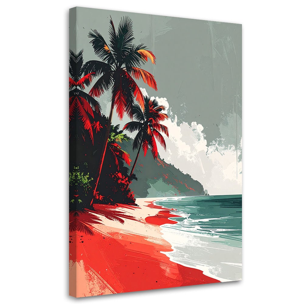 Obraz do salonu sypialni biura spa hotelu,Pastelowa Tropikalna plaża morze palmy pejzaż 60x90