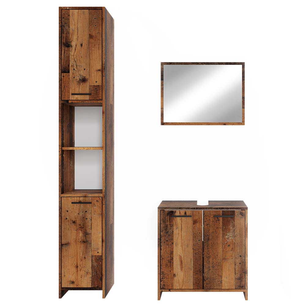 Vicco Zestaw mebli łazienkowych Kiko, Rustykalny dąb, 3 części, z wysoką szafką