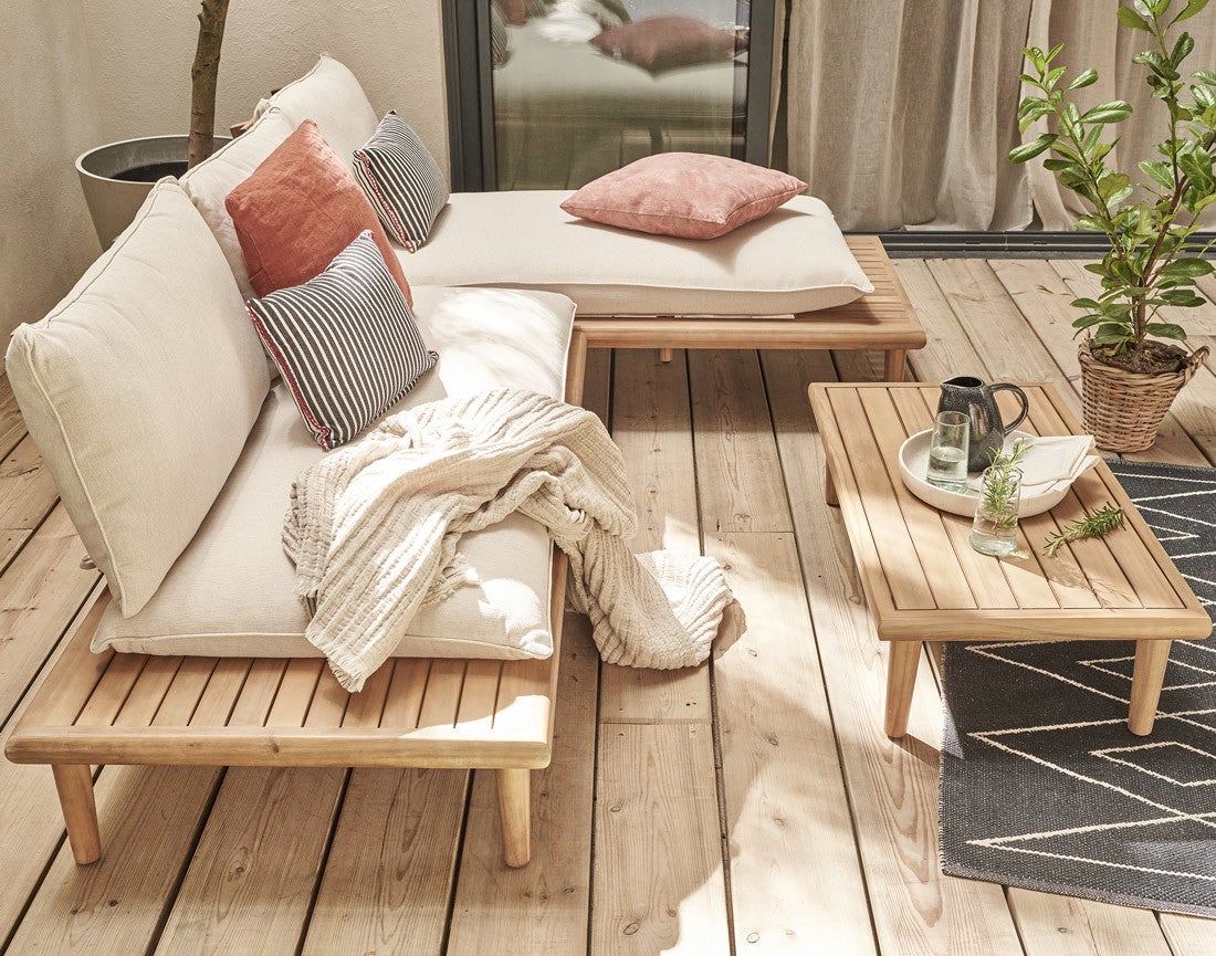 Salon de jardin en Bois Marron 4 personnes - 2
