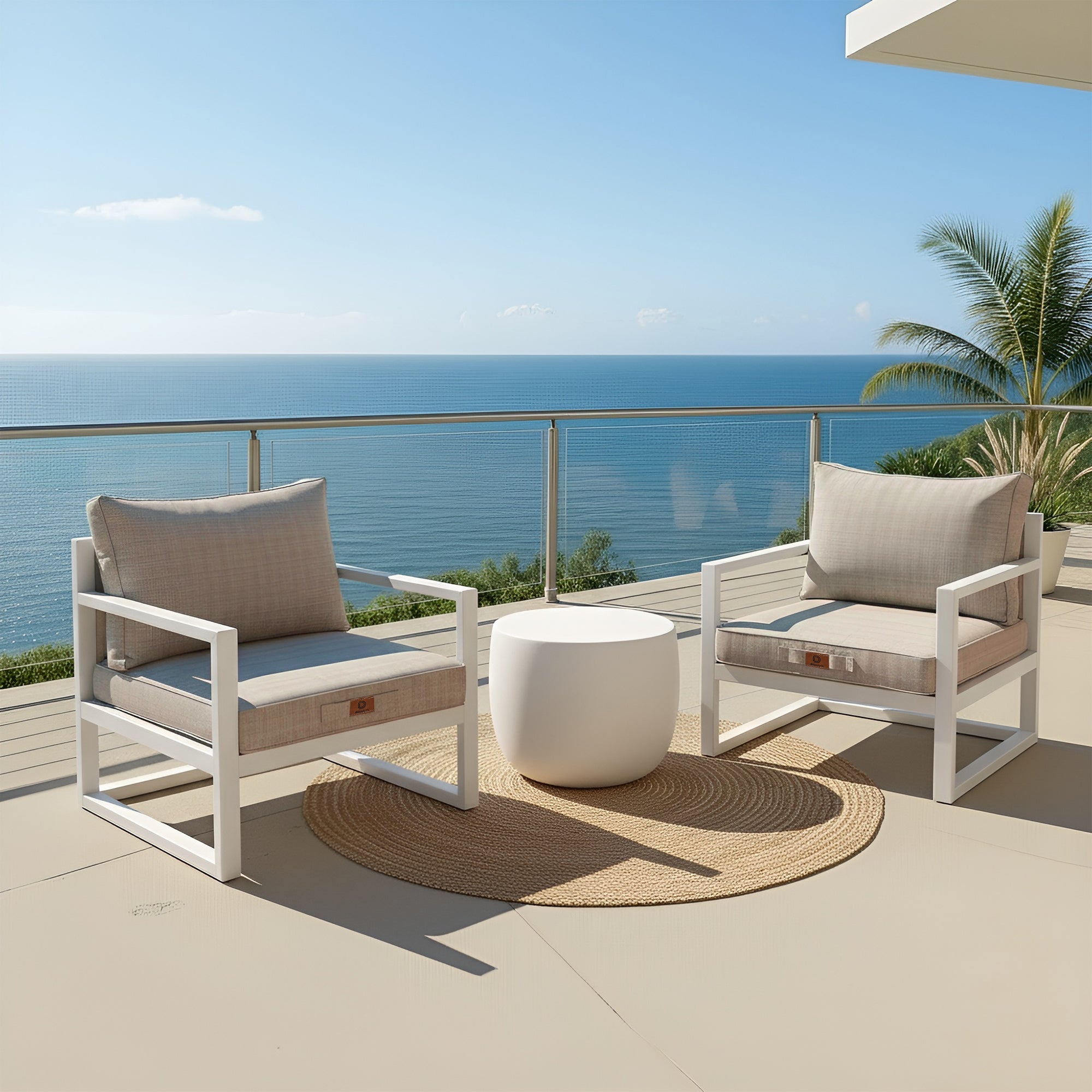 Coussins pour salon de jardin déhoussable 60x60cm Beige chiné noir - 2