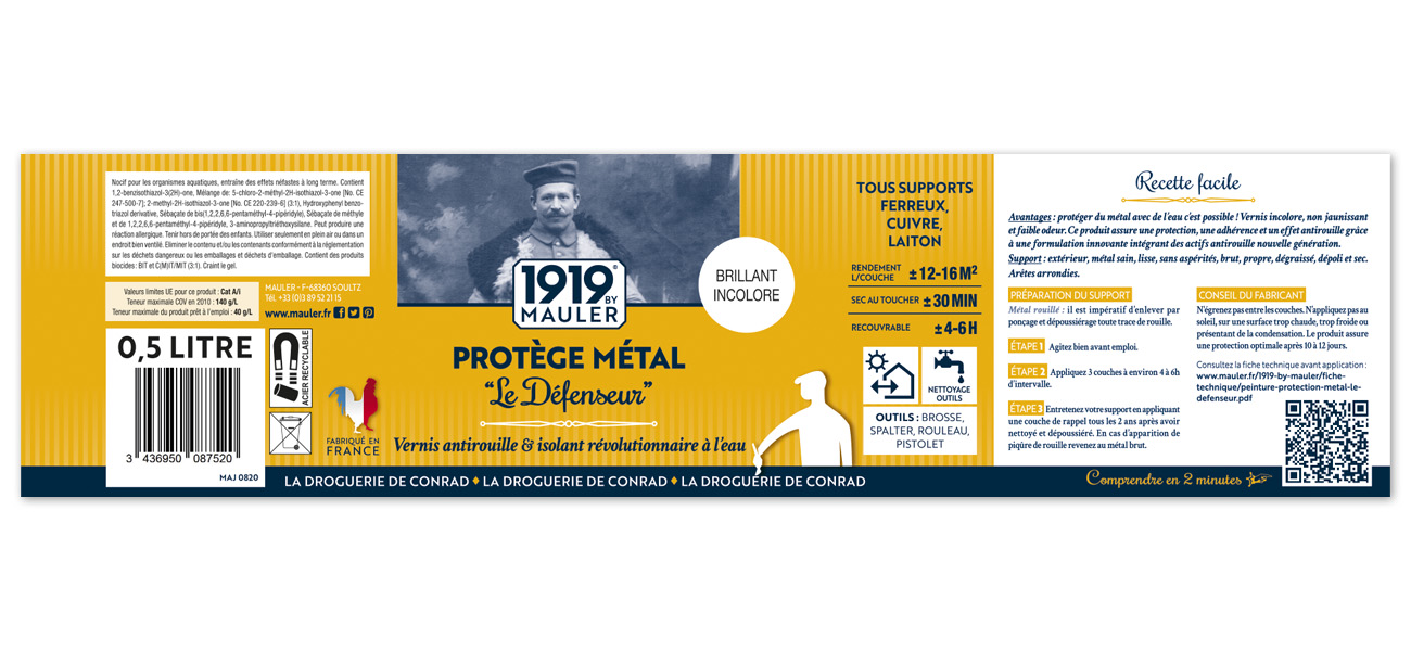 Vernis métal antirouille très faible odeur 0.5L Incolore Brillant 