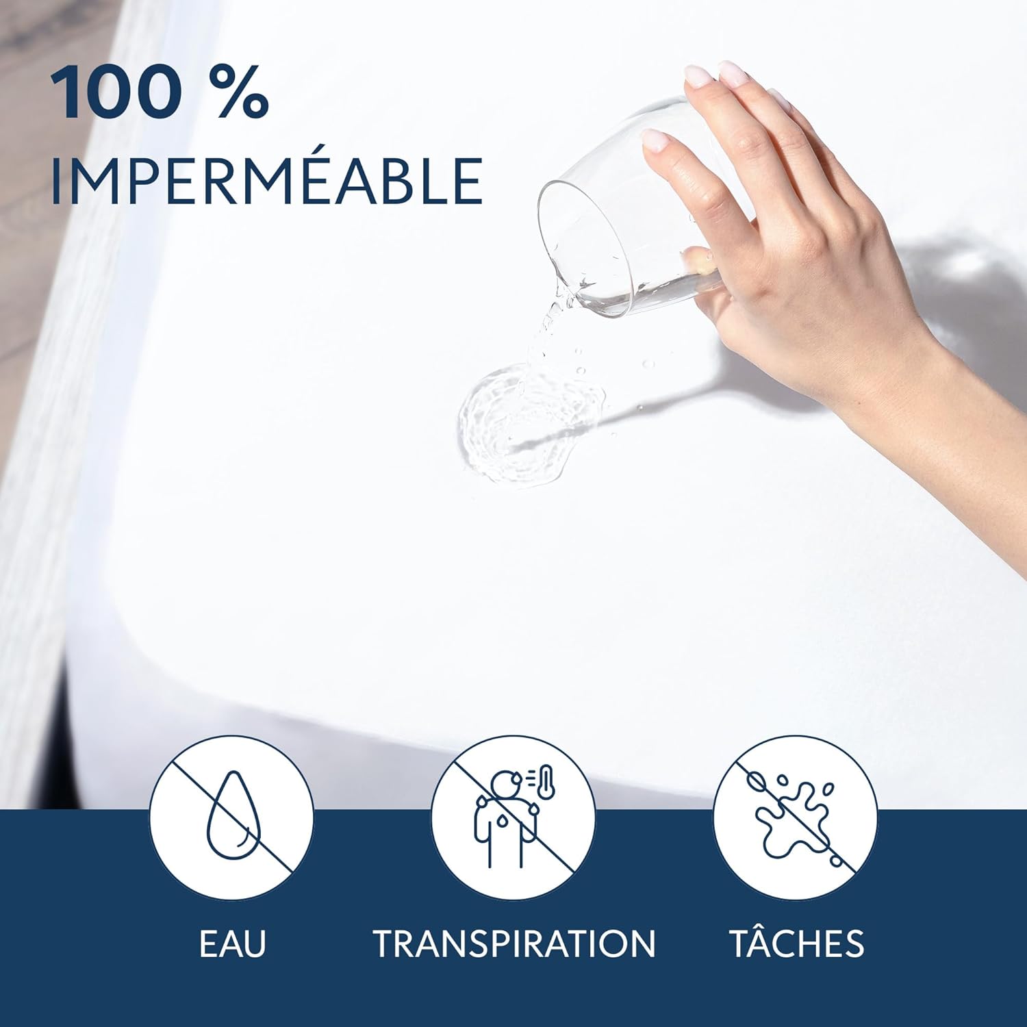 Protège matelas 160x200*30 cm - housse de matelas imperméable, respirante et anti-poussière blanche - 2