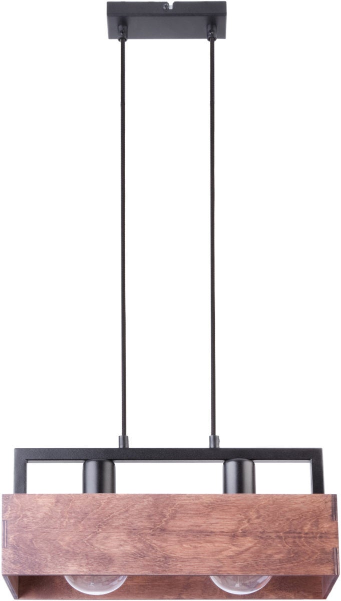 Lampa wisząca Dakota ciemne drewno-czarna 2xE27x15W dekoracyjna wym: 80 x 40 x 16 cm metal SIGMA