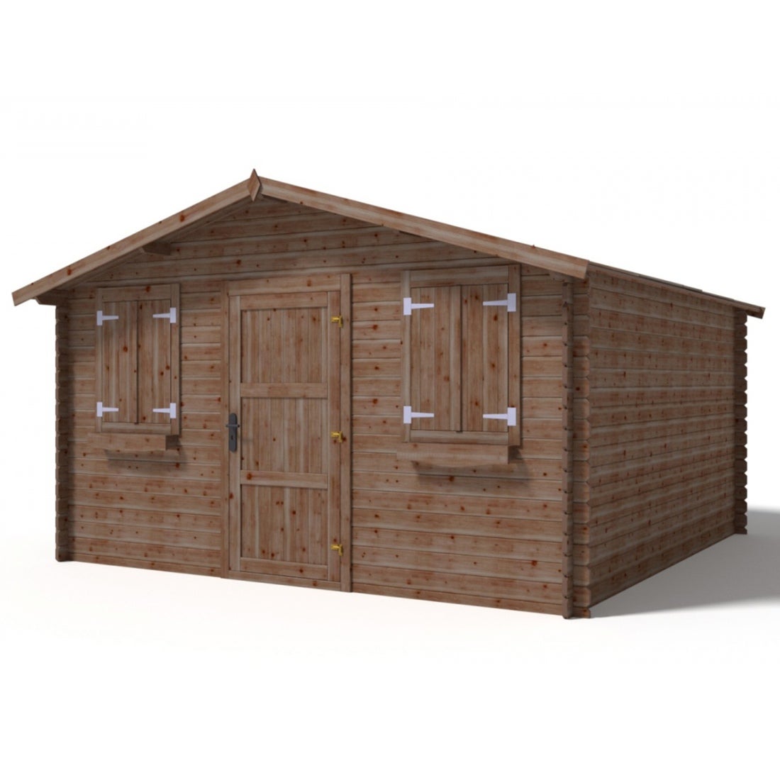 Casuta de grădină din lemn - 16 m² - 4 x 4 m - Tratată - Grosime: 28 mm - Culoare: maro - DOM144