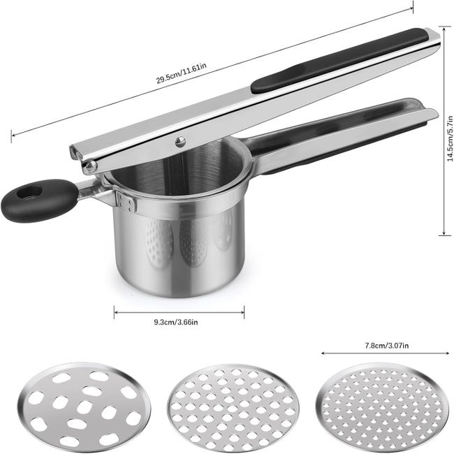 Presse-purée En Acier Inoxydable - Pour Pommes De Terre, Légumes, Purée Lisse - Poignée Ergonomique, Lave-vaisselle