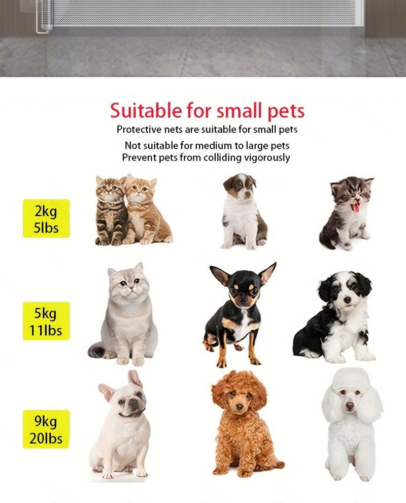Barreira retrátil automática para animais de estimação, barreira para gatos, barreira para animais de estimação sem furos, 130x78cm - 6