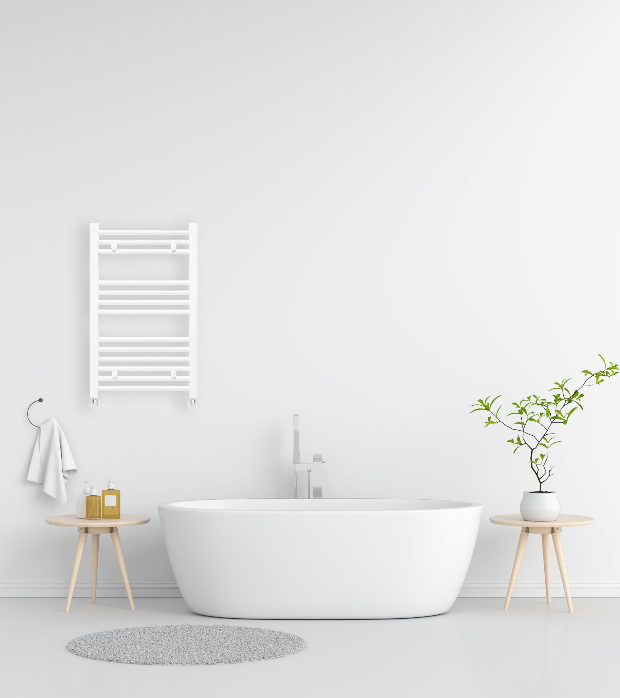 Fácula - Radiador Toalheiro DE ÁGUA Ocean Branco 803x500mm | (NO Elétrico) | 3 suportes + purgador | Conexões 3x1/2” - 3