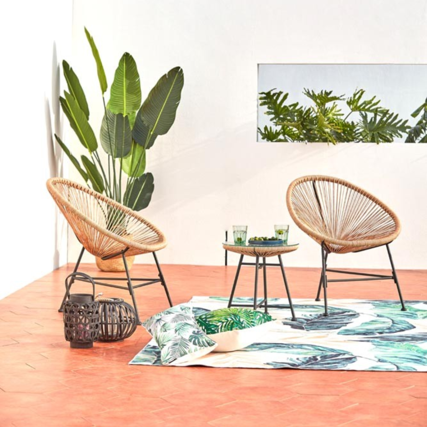 Salon bas de jardin en Acier Beige 2 personnes - 5