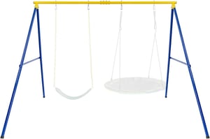 Portique de Balançoire en Métal, Portique 2 Places, Support de Balançoire Forme A avec Patins antidérapants, Hauteur 181,5 CM, Charge 300kg (Portique)