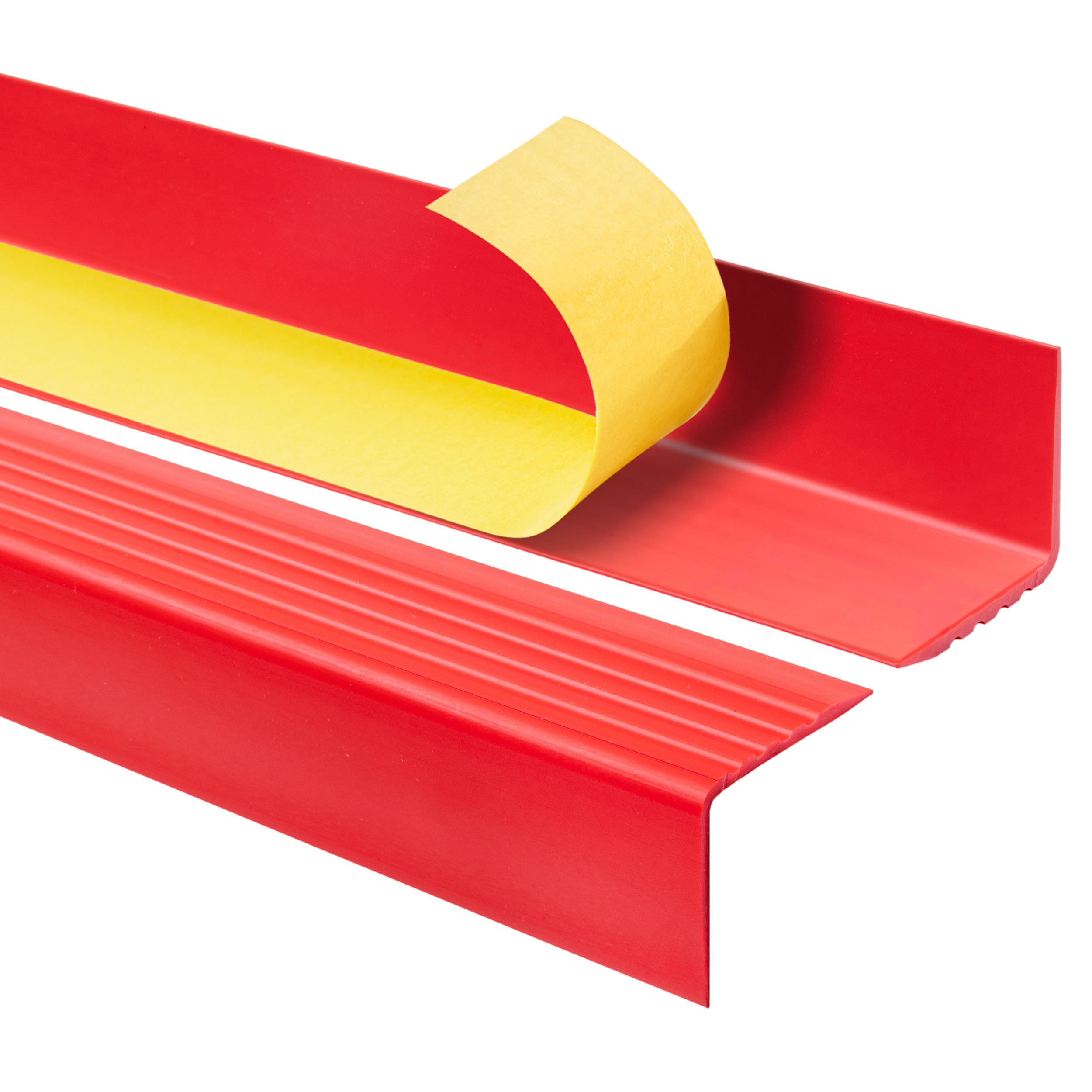 Profil schodowy PVC samoprzylepny 50x50 mm - listwa antypoślizgowa na schody z ryflowaniem - 70 cm, czerwony