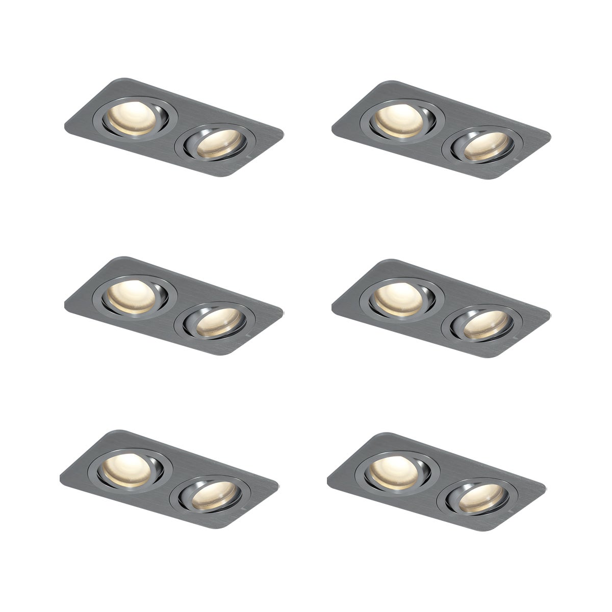 Zestaw 6 zaokrąglonych reflektorów wpuszczanych Gunmetal GU10 50mm Regulowane IP44 2-źródła światła - Alberto