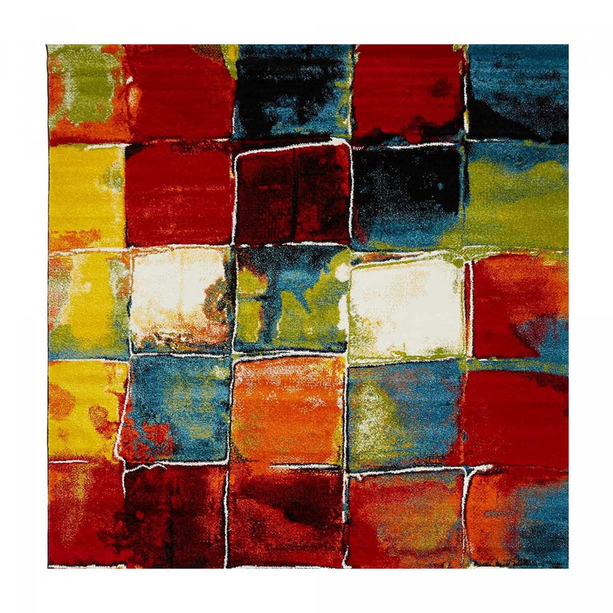 tapis salon 120x170 tissé multicolore rectangle motif géométrique LYN8 BELO 2 - 7