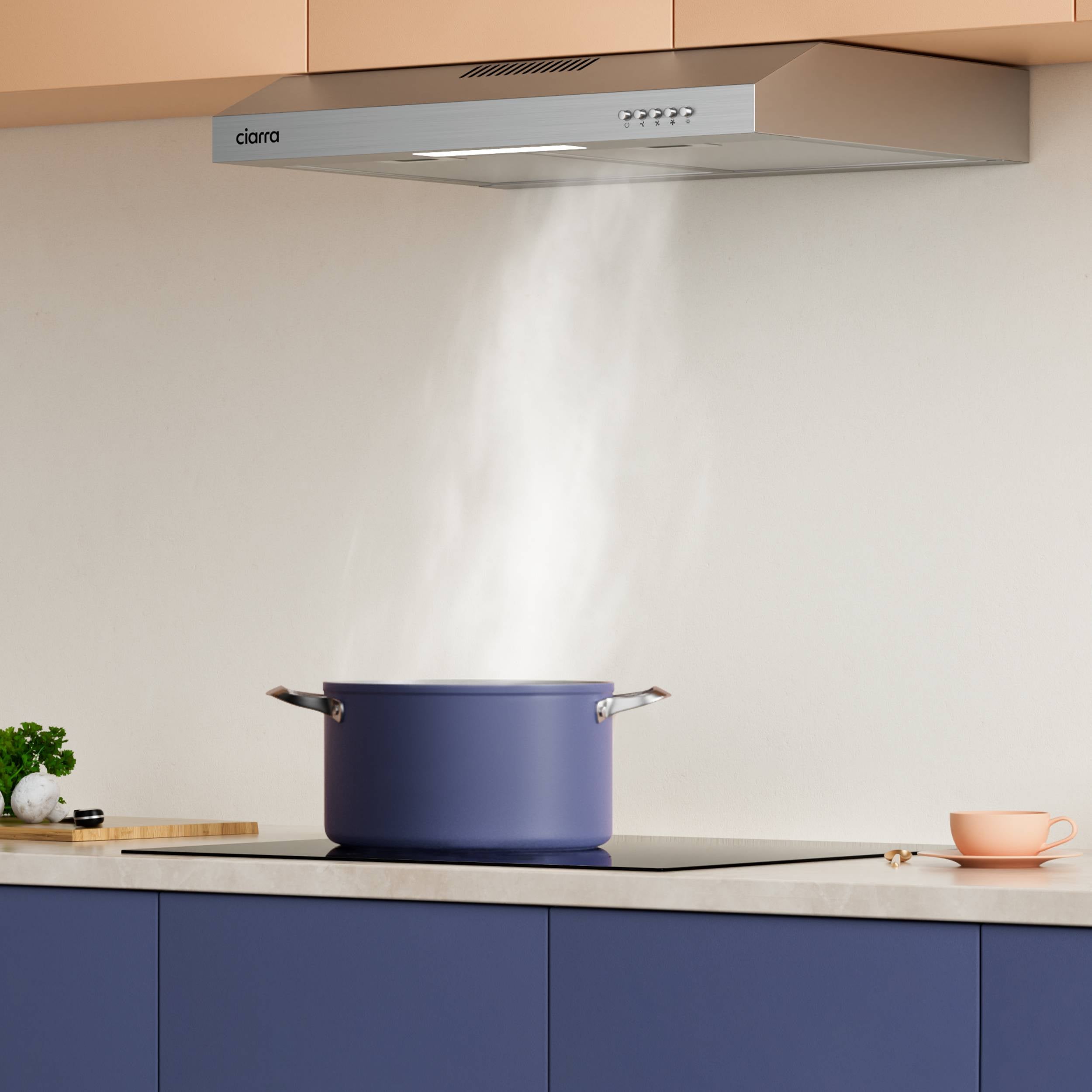 CIARRA Cappa Aspirante Sottopensile 60cm 220m3/h A+ 3 Velocità Ricircolo o Scarico Acciaio inox VMS6903 - 7