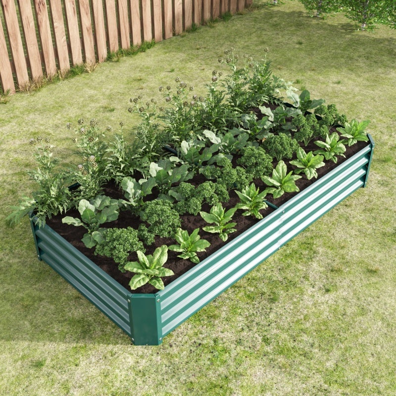 Potager surélevé, bac de jardin en acier solide, dimensions 180 x 91 x 30 cm, vert. - 7