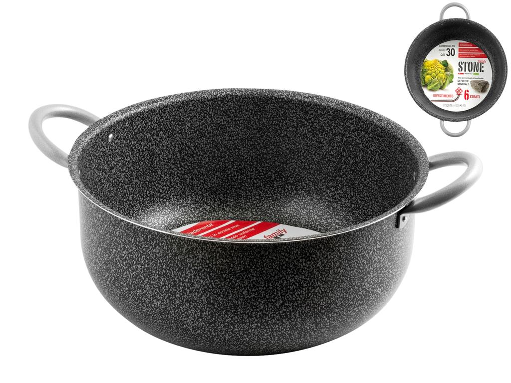 Poêle Antiadhésive En Pierre Home Family - 34 Cm, Noir/Gris, 2 Poignées, Pour Plaque Gaz, Vitrocéramique, Lave-Vaisselle - 2