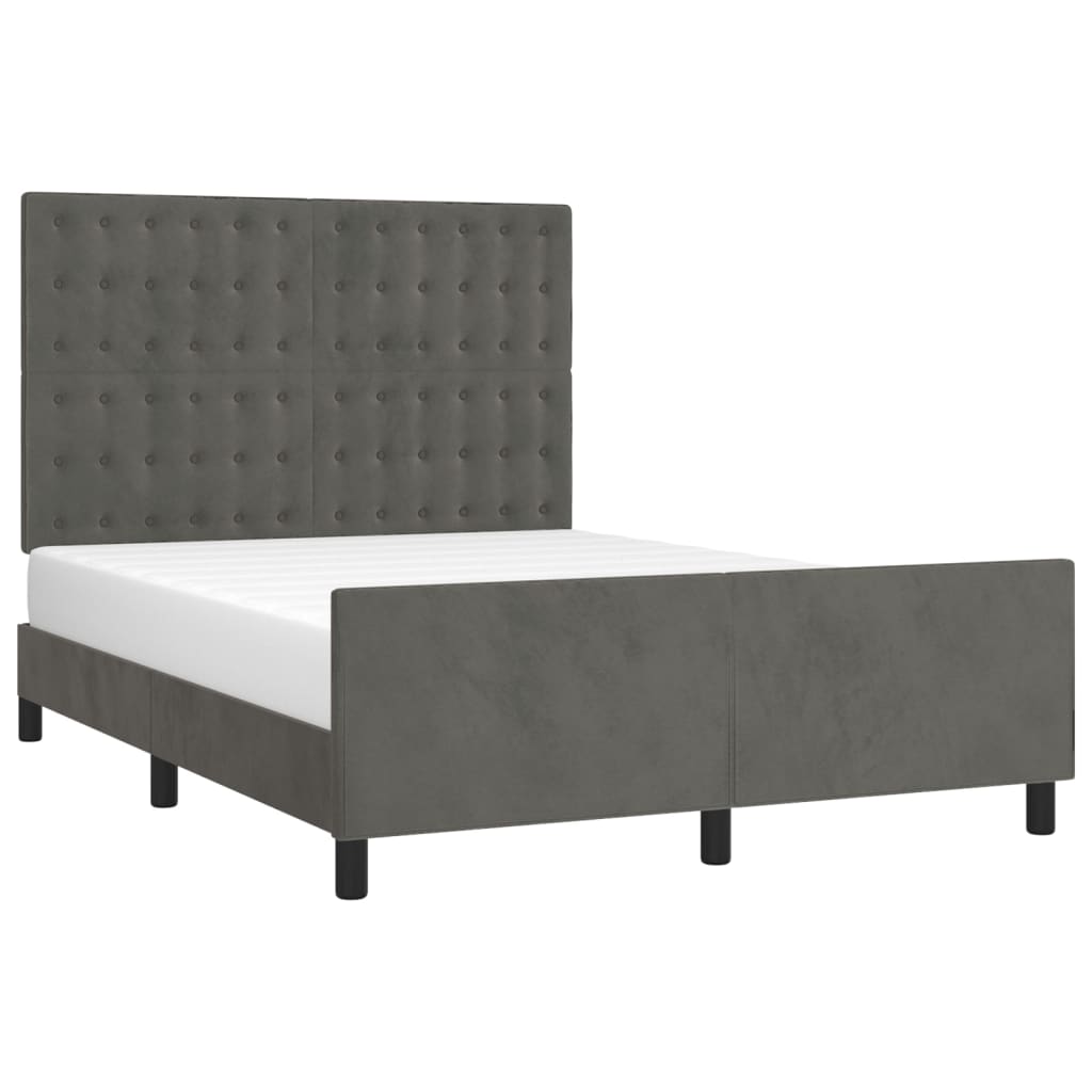Cadre de lit sans matelas gris foncé 140 x 200 cm velours - 3