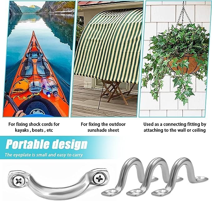 24 Pontet INOX, Acier Inoxydable Pontet avec 48 vis,Pont,Voile D'ombrage de Voiture,Gréement de Cano (6 mm) - 5