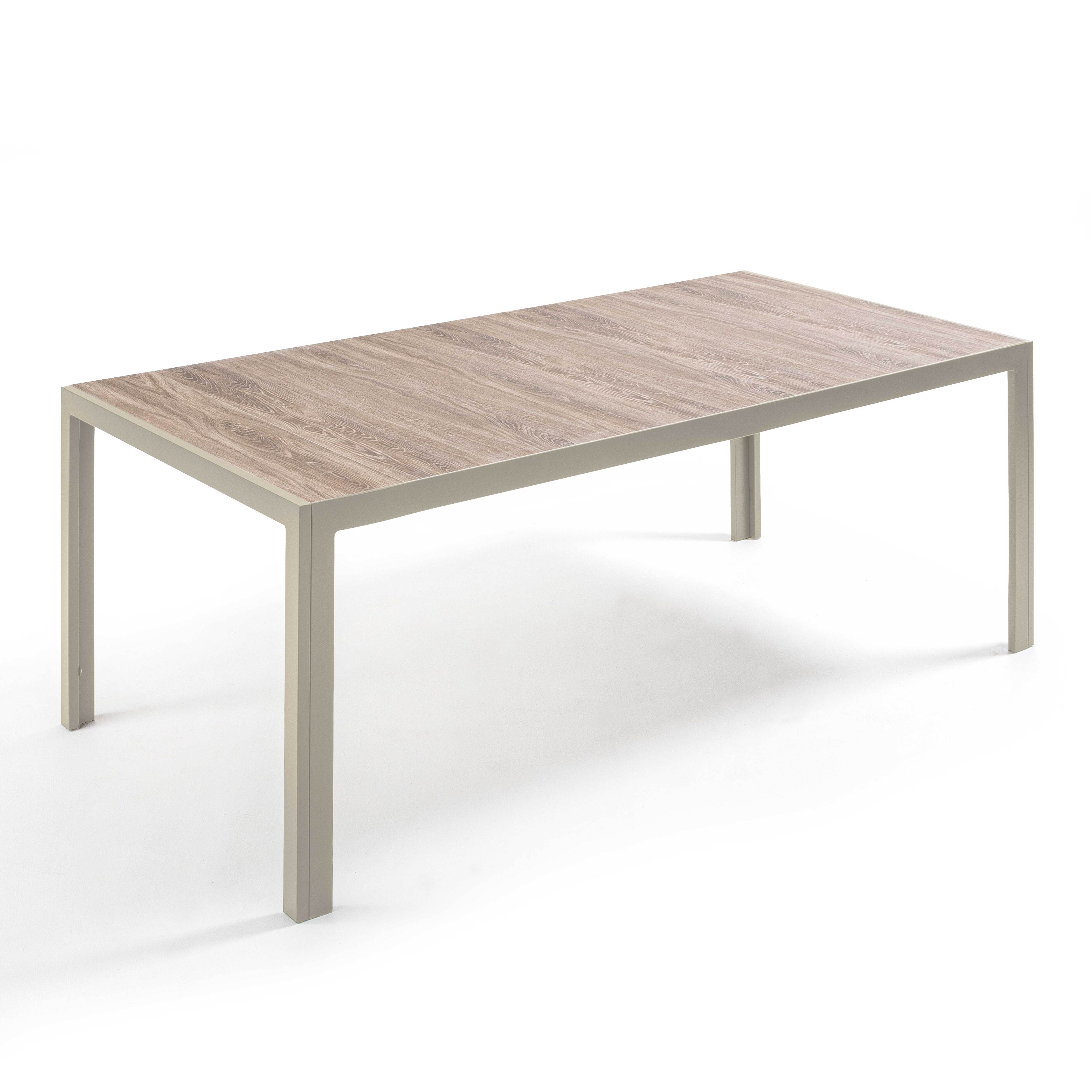 Table de jardin céramique effet bois 206 cm et 10 chaises crème , Tivoli - Oviala - 7